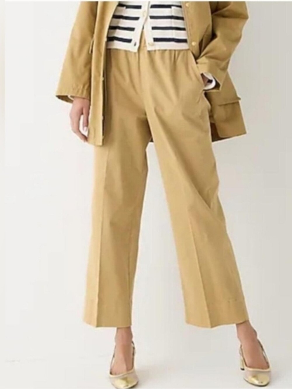 ❤️ J CREW ASTRID WIDE LEG HIGH RISE PULL ON CHINO PANTS, SP (SMALL PETITE)
